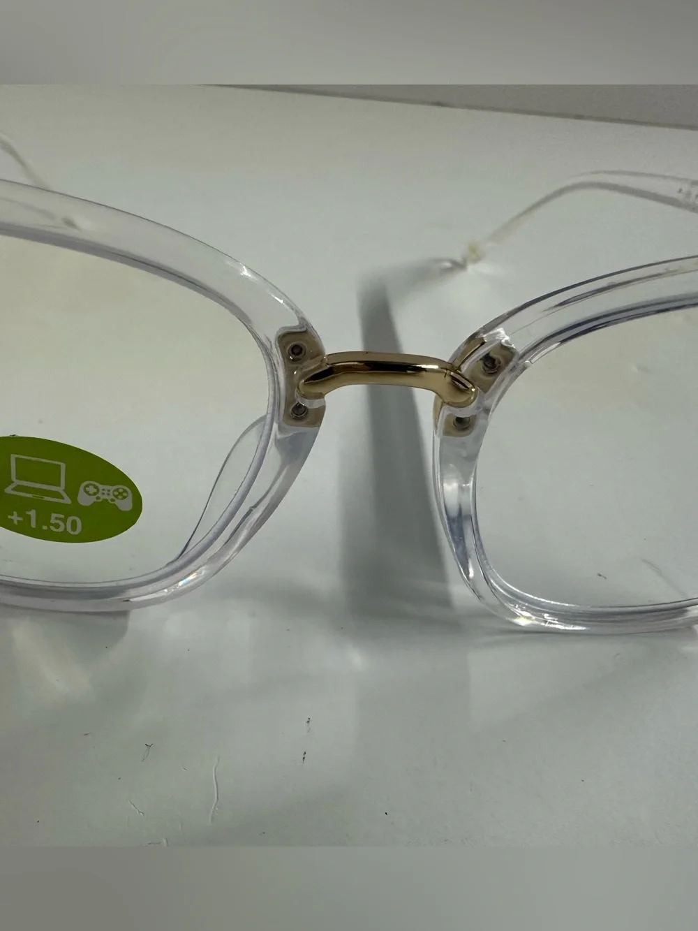Chico’s Clear Reading Glasses with Gold Bridge with Case & Cloth